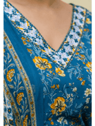 Plus Size Blue Yellow Straight Salwar Suit - BONYHUBSALWAR KAMEEZ