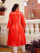 Plus Size Bright Red Tye Dye Kurti - BONYHUBSALWAR KAMEEZ