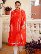 Plus Size Bright Red Tye Dye Kurti - BONYHUBSALWAR KAMEEZ