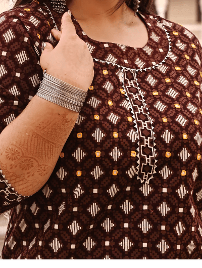 Plus Size Brown Cotton Kurti UK Next day - BONYHUBSALWAR KAMEEZ
