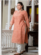 Plus Size Carrot Pink Pure Cotton Straight Kurti - BONYHUBSALWAR KAMEEZ