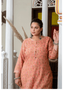 Plus Size Carrot Pink Pure Cotton Straight Kurti - BONYHUBSALWAR KAMEEZ