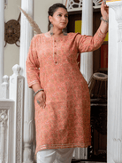 Plus Size Carrot Pink Pure Cotton Straight Kurti - BONYHUBSALWAR KAMEEZ