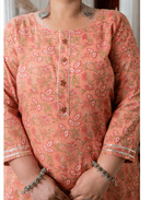 Plus Size Carrot Pink Pure Cotton Straight Kurti - BONYHUBSALWAR KAMEEZ