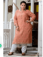 Plus Size Carrot Pink Pure Cotton Straight Kurti - BONYHUBSALWAR KAMEEZ