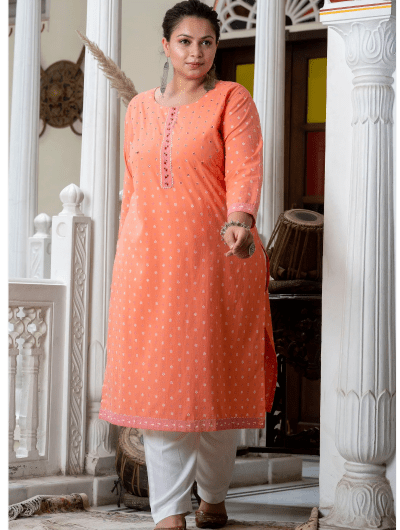 Plus Size Carrot Pure Cotton Straight Kurti - BONYHUBSALWAR KAMEEZ