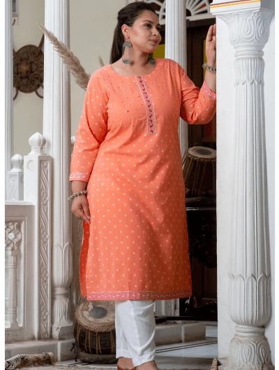 Plus Size Carrot Pure Cotton Straight Kurti - BONYHUBSALWAR KAMEEZ