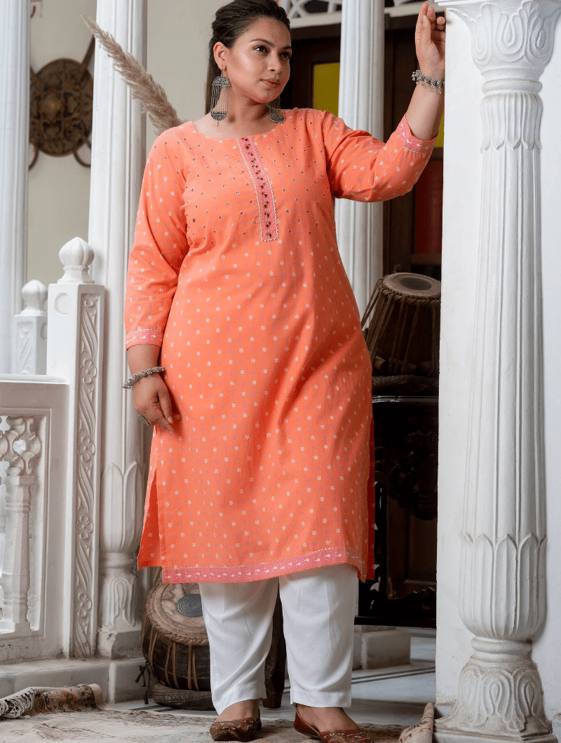 Plus Size Carrot Pure Cotton Straight Kurti - BONYHUBSALWAR KAMEEZ
