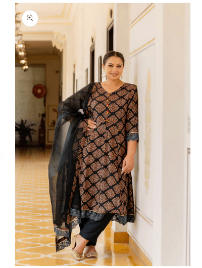 Plus Size Cotton Ethnic Anarkali Suit Set Uk Next Day - BONYHUBSALWAR KAMEEZ