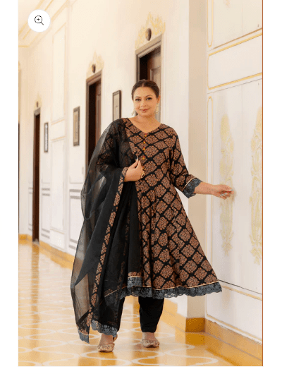 Plus Size Cotton Ethnic Anarkali Suit Set Uk Next Day - BONYHUBSALWAR KAMEEZ