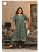 Plus Size Cotton Green Anarkali Suit UK Next Day - BONYHUBSALWAR KAMEEZ
