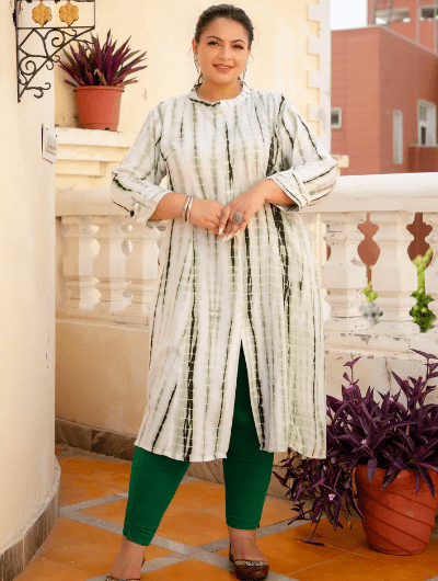 Plus Size Green Tye Dye Kurti - BONYHUBSALWAR KAMEEZ