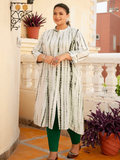 Plus Size Green Tye Dye Kurti - BONYHUBSALWAR KAMEEZ