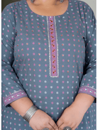 Plus Size Grey Pure Cotton Straight Kurti - BONYHUBSALWAR KAMEEZ
