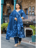 Plus Size Indigo Blue Anarkali Salwar Suit - BONYHUBSALWAR KAMEEZ
