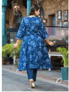 Plus Size Indigo Blue Anarkali Salwar Suit - BONYHUBSALWAR KAMEEZ