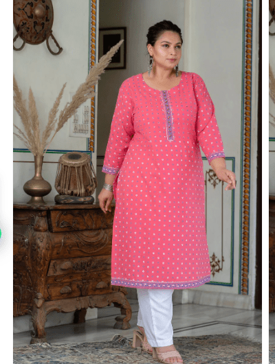 Plus Size Mango Purple Pure Cotton Straight Kurti - BONYHUBSALWAR KAMEEZ