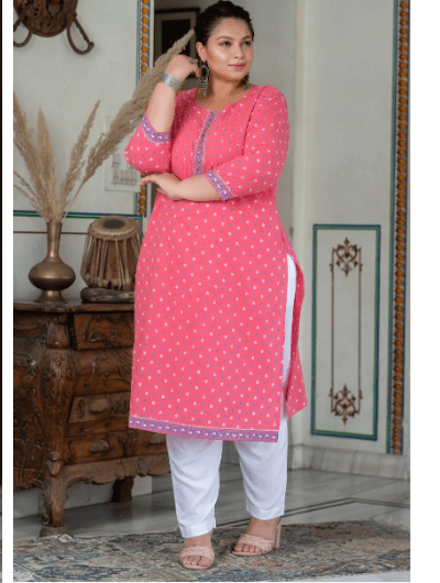 Plus Size Mango Purple Pure Cotton Straight Kurti - BONYHUBSALWAR KAMEEZ