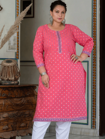 Plus Size Mango Purple Pure Cotton Straight Kurti - BONYHUBSALWAR KAMEEZ