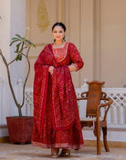 Plus size Maroon Jaipuri Kurti Dupatta Set of 2 UK Next Day - BONYHUBSALWAR KAMEEZ