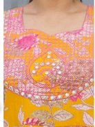 Plus size Mustard Embroidered Anarkali Kurta & Dupatta Set - BONYHUBSALWAR KAMEEZ