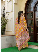 Plus size Mustard Embroidered Anarkali Kurta & Dupatta Set - BONYHUBSALWAR KAMEEZ