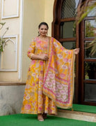 Plus size Mustard Embroidered Anarkali Kurta & Dupatta Set UK Next Day - BONYHUBSALWAR KAMEEZ