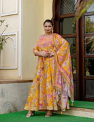 Plus size Mustard Embroidered Anarkali Kurta & Dupatta Set UK Next Day - BONYHUBSALWAR KAMEEZ