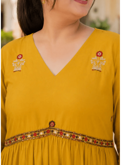 Plus Size Mustard Georgette Straight Suit - BONYHUBSALWAR KAMEEZ