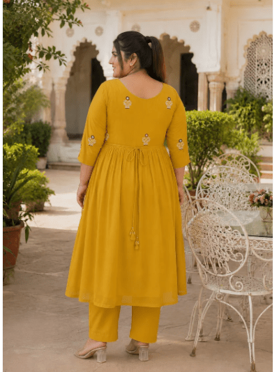 Plus Size Mustard Georgette Straight Suit - BONYHUBSALWAR KAMEEZ