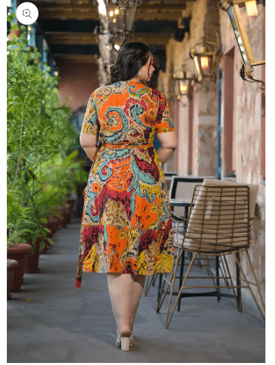 Plus Size Mustard Multicolor Cotton Printed Dress - BONYHUBSALWAR KAMEEZ