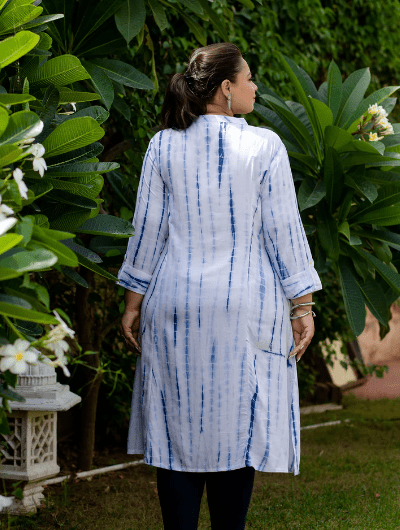 Plus Size Navy Blue Tye Dye Kurti - BONYHUBSALWAR KAMEEZ