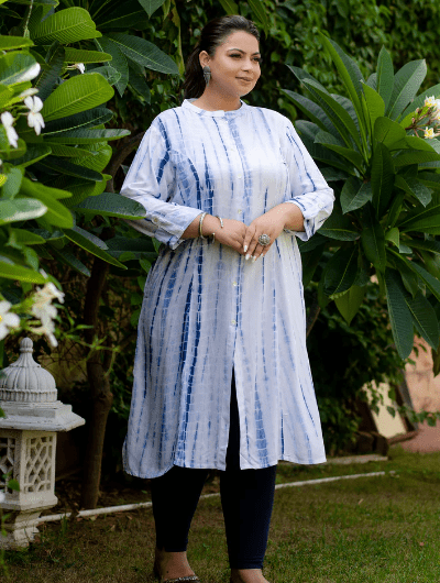 Plus Size Navy Blue Tye Dye Kurti - BONYHUBSALWAR KAMEEZ