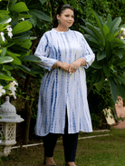 Plus Size Navy Blue Tye Dye Kurti - BONYHUBSALWAR KAMEEZ