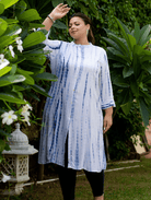 Plus Size Navy Blue Tye Dye Kurti - BONYHUBSALWAR KAMEEZ