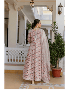 Plus size Peach Embroidered Anarkali Kurta & Dupatta Set - BONYHUBSALWAR KAMEEZ