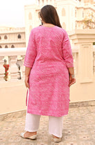 Plus Size Pink Lehariya Kurti for women - BONYHUBSALWAR KAMEEZ