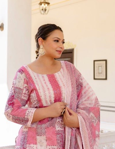 Plus Size Pink Printed Readymade Salwar Suit - BONYHUBSALWAR KAMEEZ