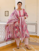 Plus Size Pink Printed Readymade Salwar Suit - BONYHUBSALWAR KAMEEZ