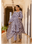 Plus Size Purple A Line cut Salwar Suit - BONYHUBSALWAR KAMEEZ