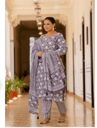 Plus Size Purple A Line cut Salwar Suit - BONYHUBSALWAR KAMEEZ