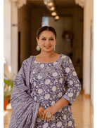 Plus Size Purple A Line cut Salwar Suit - BONYHUBSALWAR KAMEEZ