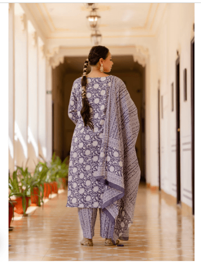 Plus Size Purple A Line cut Salwar Suit - BONYHUBSALWAR KAMEEZ