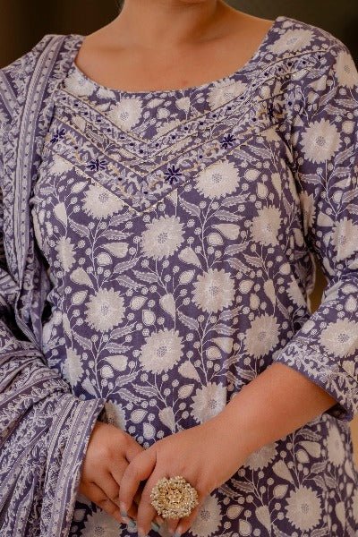 Plus Size Purple Floral Readymade Salwar Suit - BONYHUBSALWAR KAMEEZ