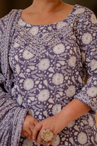 Plus Size Purple Floral Readymade Salwar Suit - BONYHUBSALWAR KAMEEZ