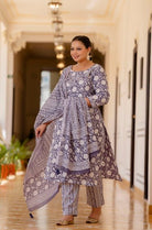 Plus Size Purple Floral Readymade Salwar Suit - BONYHUBSALWAR KAMEEZ