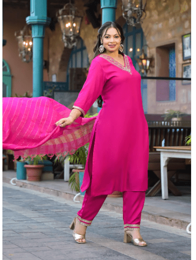 Plus Size Rani Pink Salwar Suit UK Next Day - BONYHUBSALWAR KAMEEZ