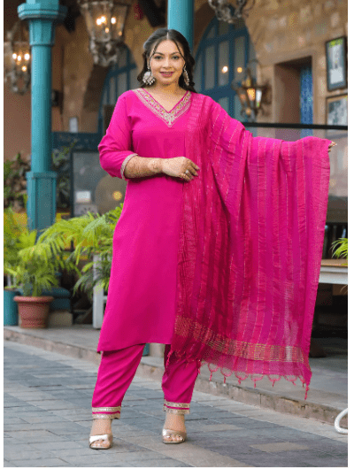 Plus Size Rani Pink Salwar Suit UK Next Day - BONYHUBSALWAR KAMEEZ