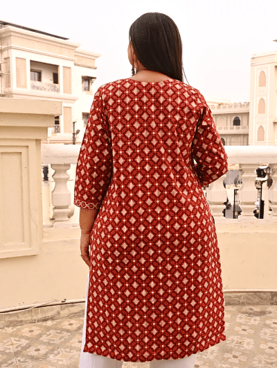 Plus Size Red Cotton Kurti UK Next day - BONYHUBSALWAR KAMEEZ