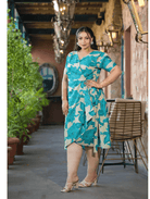 Plus Size Seagreen Cotton Printed Dress - BONYHUBSALWAR KAMEEZ